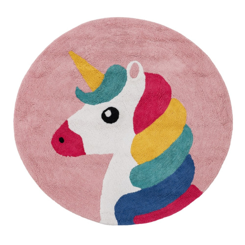 Tapis enfant coton Ø100cm, Licorne