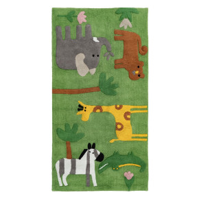 Tapis enfant 100% coton 90x175cm, Jungle