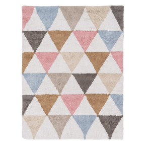 Tapis coton naturel géométrique rose et bleu 100x135cm, Géo