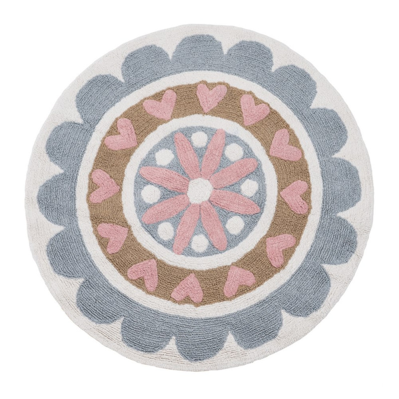 Tapis enfant en coton pastel Ø100, Coeur