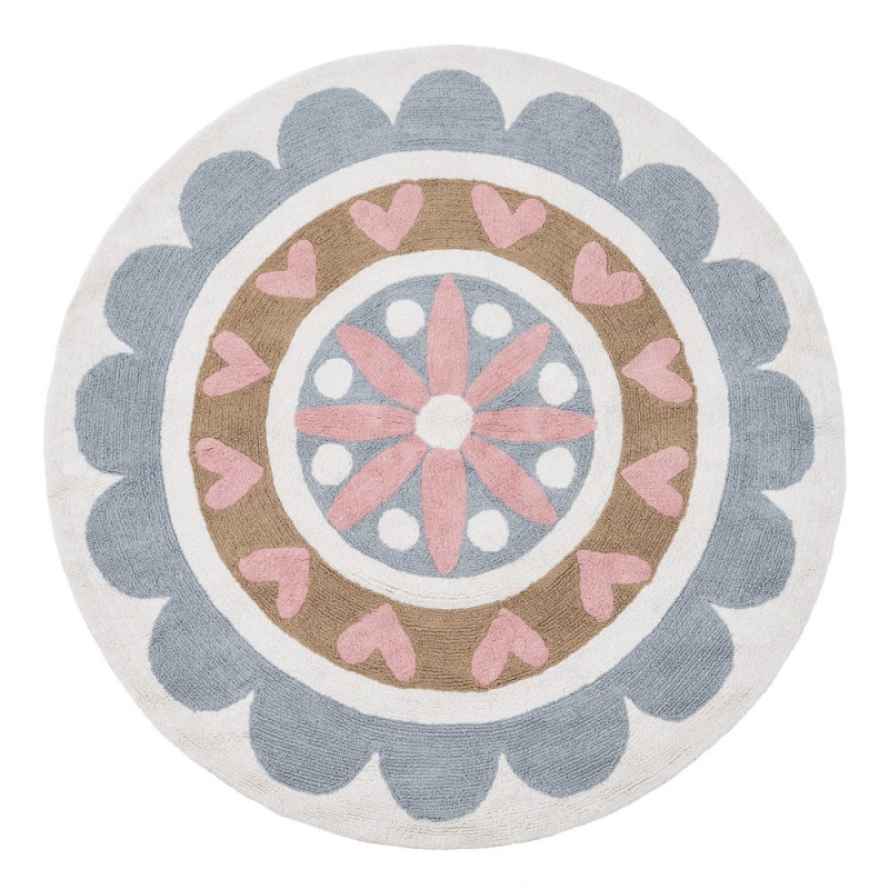 Tapis enfant en coton pastel Ø150, Coeur