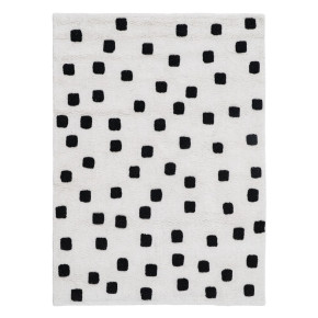 Tapis moucheté noir 100% coton 100x135cm Caro