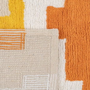 Tapis tribal orange en coton naturel 100x135cm, Ethny