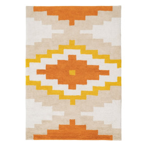 Tapis tribal orange en coton 120x170cm, Ethny