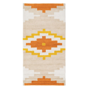 Tapis tribal orange en coton naturel 90x175cm, Ethny