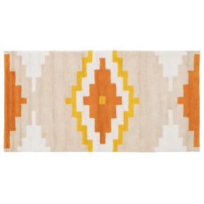 Tapis tribal orange en coton naturel 90x175cm, Ethny