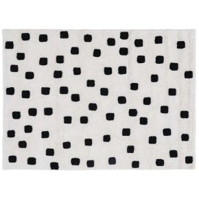 Tapis moucheté noir 100% coton 100x135cm Caro