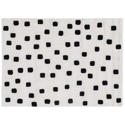 Tapis moucheté noir 100% coton 100x135cm Caro