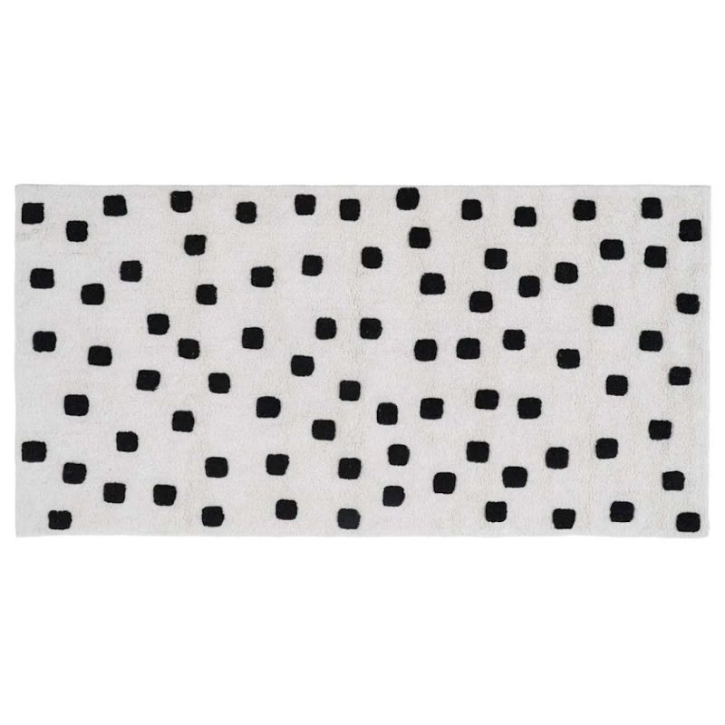 Tapis moucheté noir 100% coton 90x175cm Caro