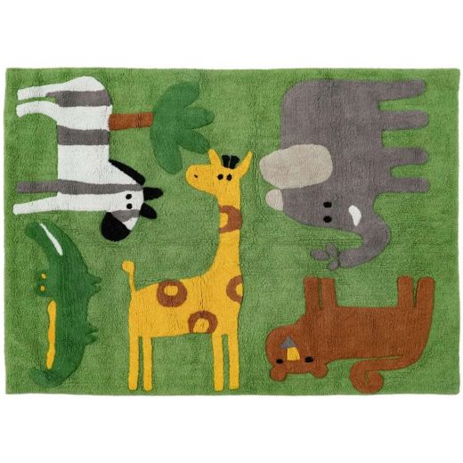 Tapis enfant 100% coton 100x135cm, Jungle