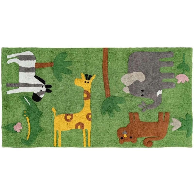 Tapis enfant 100% coton 90x175cm, Jungle