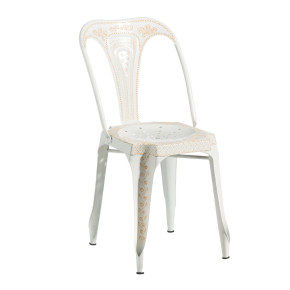 Chaise bistrot en métal blanc décotation blanche, Déco