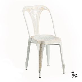 Chaise bistrot en métal blanc décotation blanche, Déco