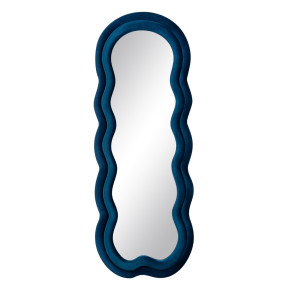 Miroir moulure vague en tissu et verre bleu 60x160cm