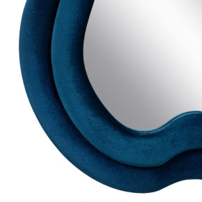 Miroir moulure vague en tissu et verre bleu 60x160cm