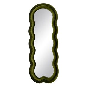 Miroir moulure vague en tissu et verre vert 60x160cm