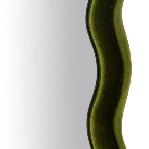 Miroir moulure vague en tissu et verre vert 60x160cm