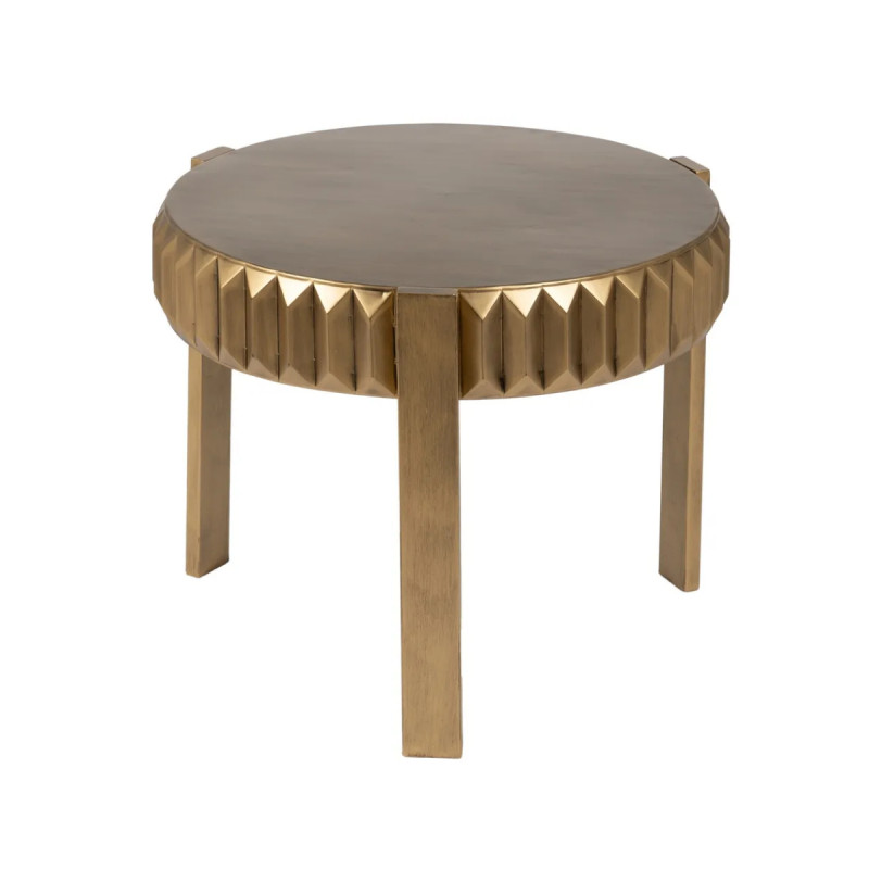 Table basse design losange en métal doré Ø 64x50cm