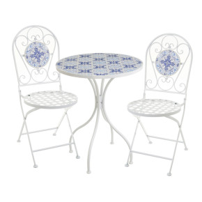 Table jardin 2 chaises fer forgé, Daisy