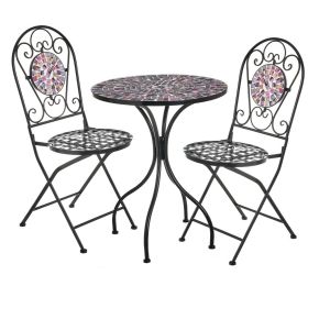 Table jardin ronde 2 chaises fer forgé, Maty