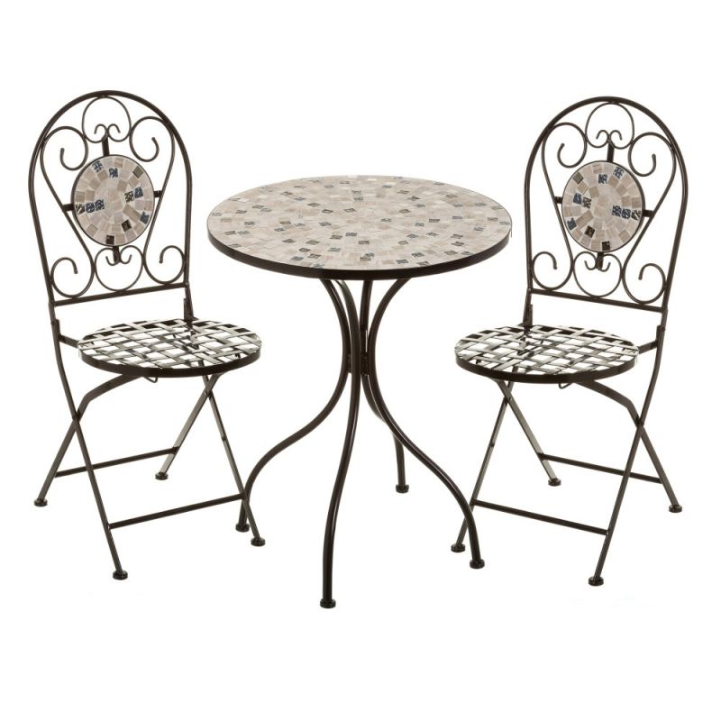 Table jardin 2 chaises fer forgé, Elegan