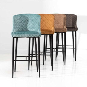 2 tabourets de bar velours turquoise