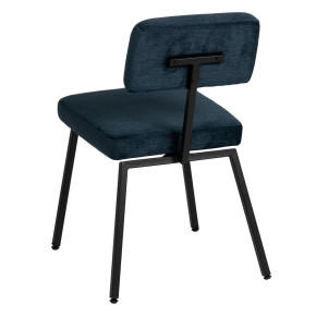 Lot de 4 chaises design tissu chenille bleu marine, Hoala