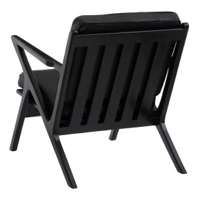 Fauteuil en cuir noir et teck Megane