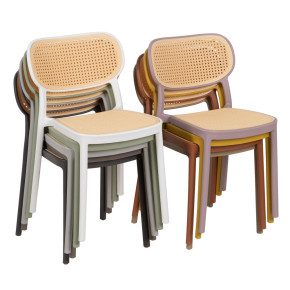 Lot de 2 chaises ocre et beige empilable, Artus