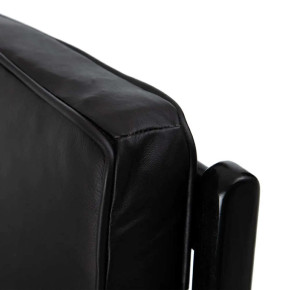 Fauteuil en cuir noir et teck Megane