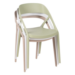 Lot de 4 chaises bistro en résine empilable vert pale, Most