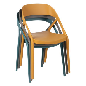 Lot de 4 chaises bistro en résine empilable moutarde, Mosta