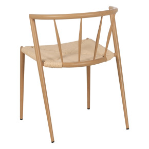 Lot de 4 chaises métal beige et corde, Toly