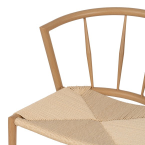 Lot de 4 chaises métal beige et corde, Toly