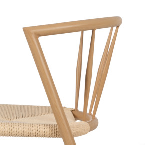 Lot de 4 chaises métal beige et corde, Toly