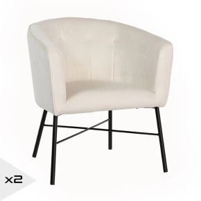 Lot de 2 fauteuils en velours ivoire, Médien