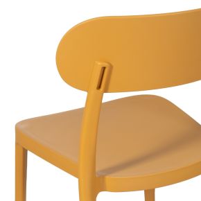 Lot de 4 chaises en resine jaune empilable, Biro