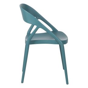 Lot de 4 chaises bistro en résine empilable turquoise, Mosta