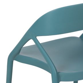 Lot de 4 chaises bistro en résine empilable turquoise, Mosta