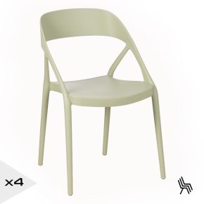 Lot de 4 chaises bistro en résine empilable vert pale, Most