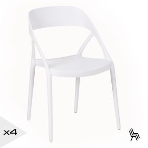 Lot de 4 chaises bistro en résine empilable blanche, Most