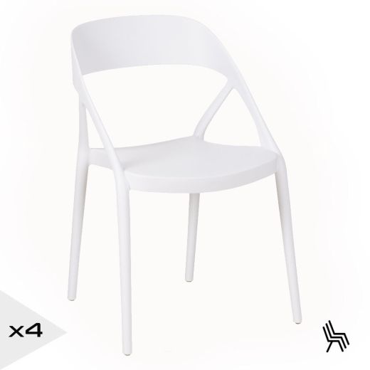 Lot de 4 chaises bistro en résine empilable blanche, Most