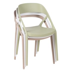 Lot de 4 chaises bistro en résine empilable blanche, Most