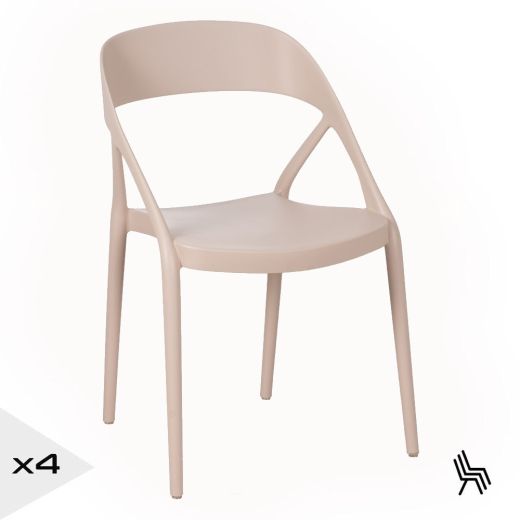 Lot de 4 chaises bistro en résine empilable taupe, Most