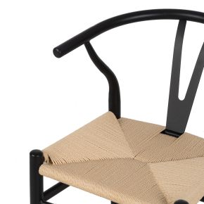 Lot de 2 chaises métal noir et corde, Moly