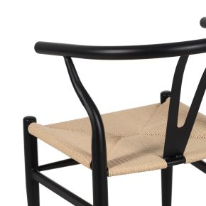 Lot de 2 chaises métal noir et corde, Moly