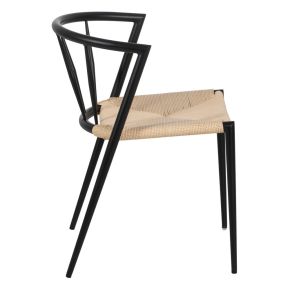 Lot de 4 chaises métal noir et corde, Toly