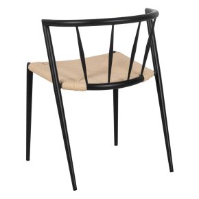 Lot de 4 chaises métal noir et corde, Toly