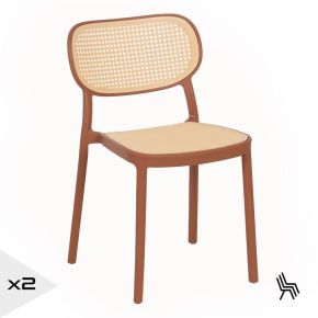 Lot de 2 chaises ocre et beige empilable, Artus