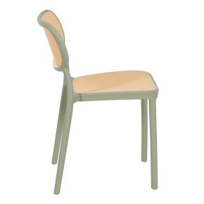 Lot de 2 chaises vert pale et beige empilable, Artus